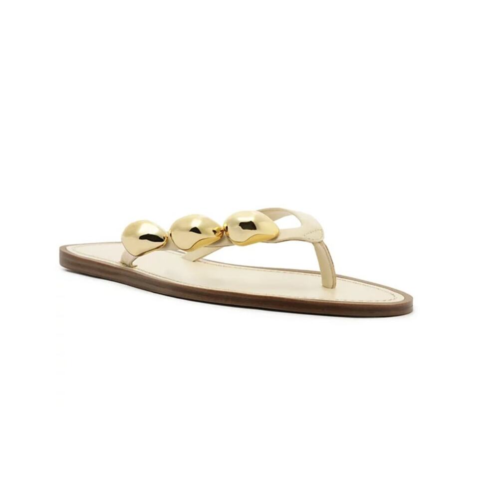 Arezzo Women's Sunny Round Toe Flat Sandals Beige Size 9